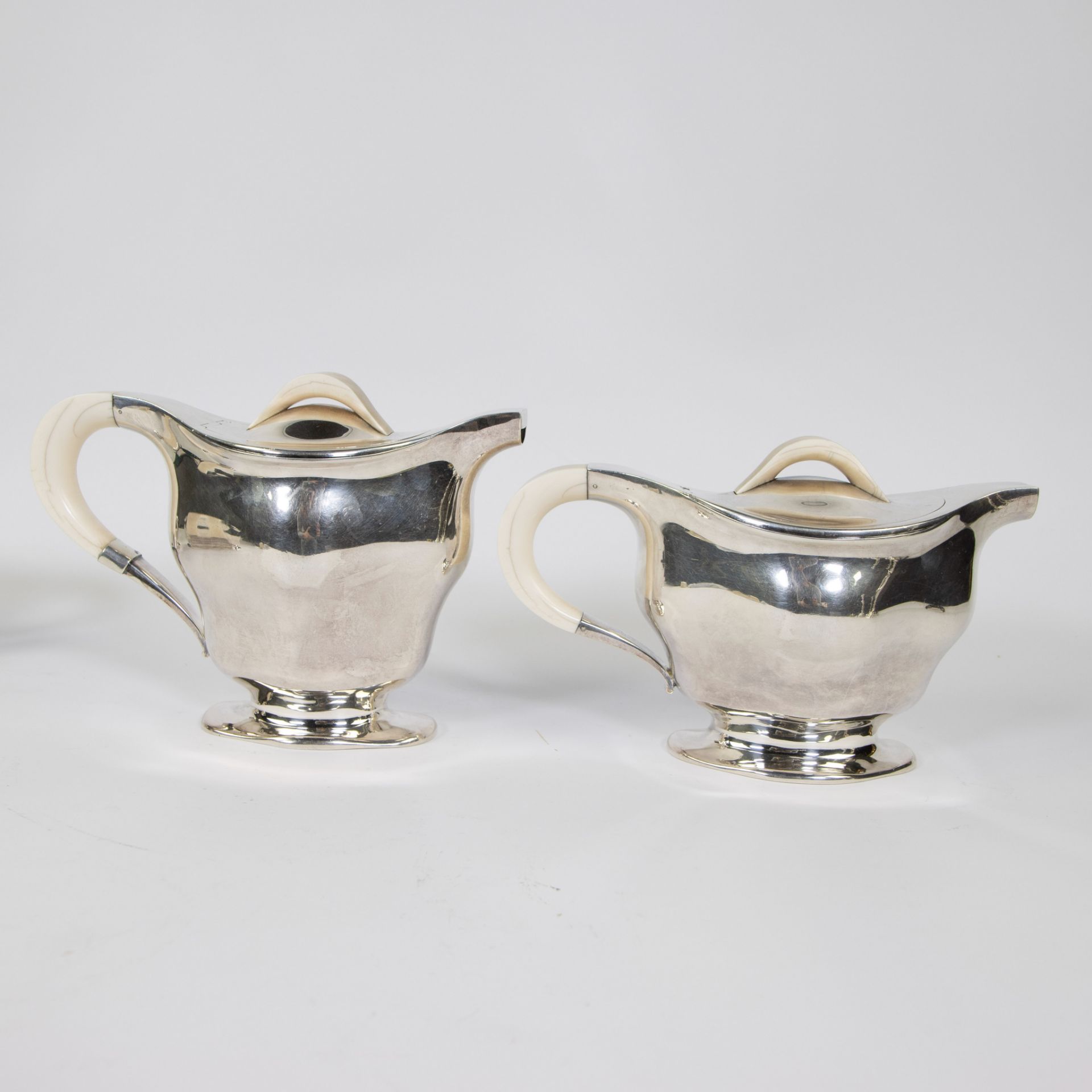 DELHEID silver coffee and tea set 4 pieces, design world exhibition 1939 in Paris model 34828 (manuf - Bild 4 aus 12