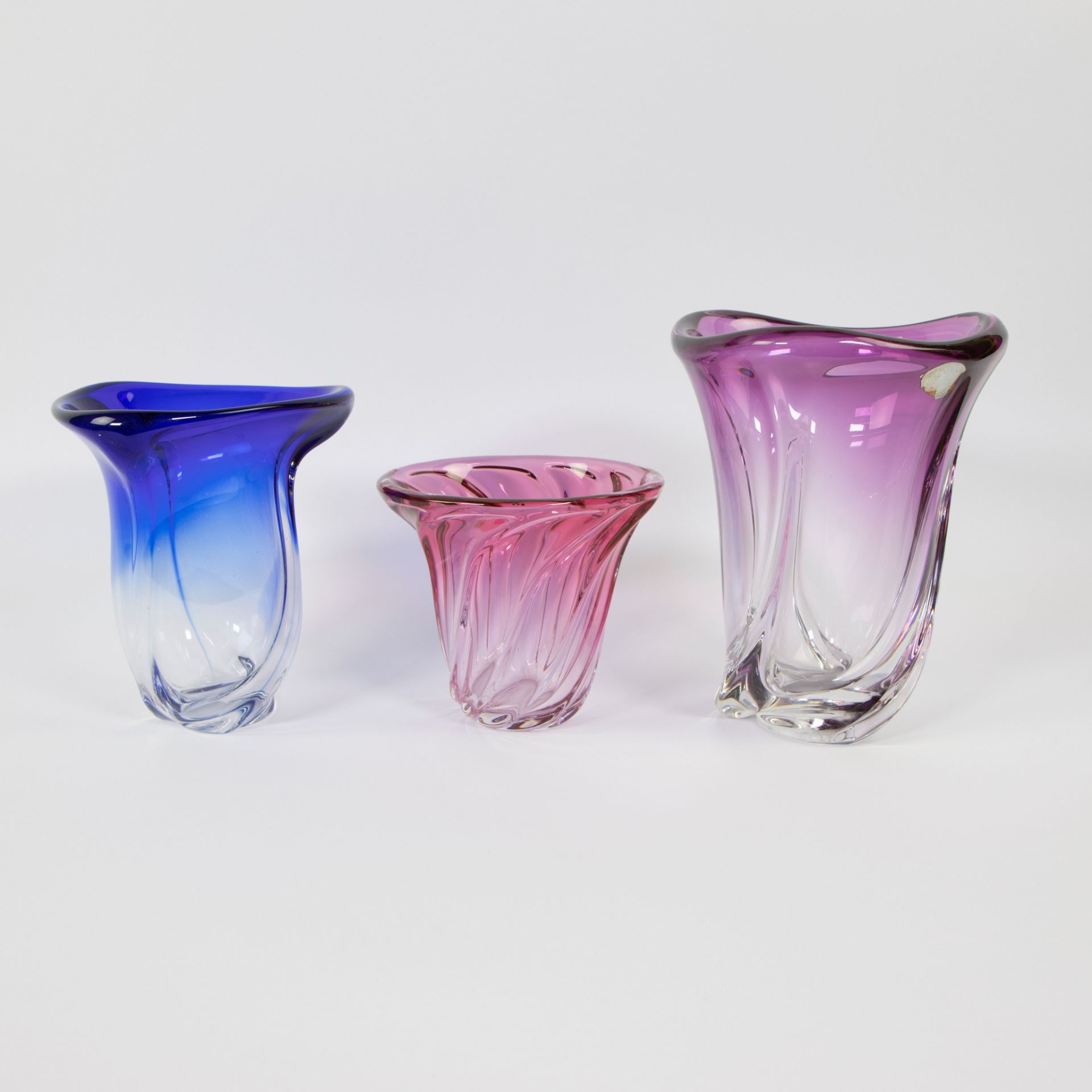 Collection of Vintage Val Saint Lambert crystal vases (3) design Guido Le Bon - Image 2 of 4