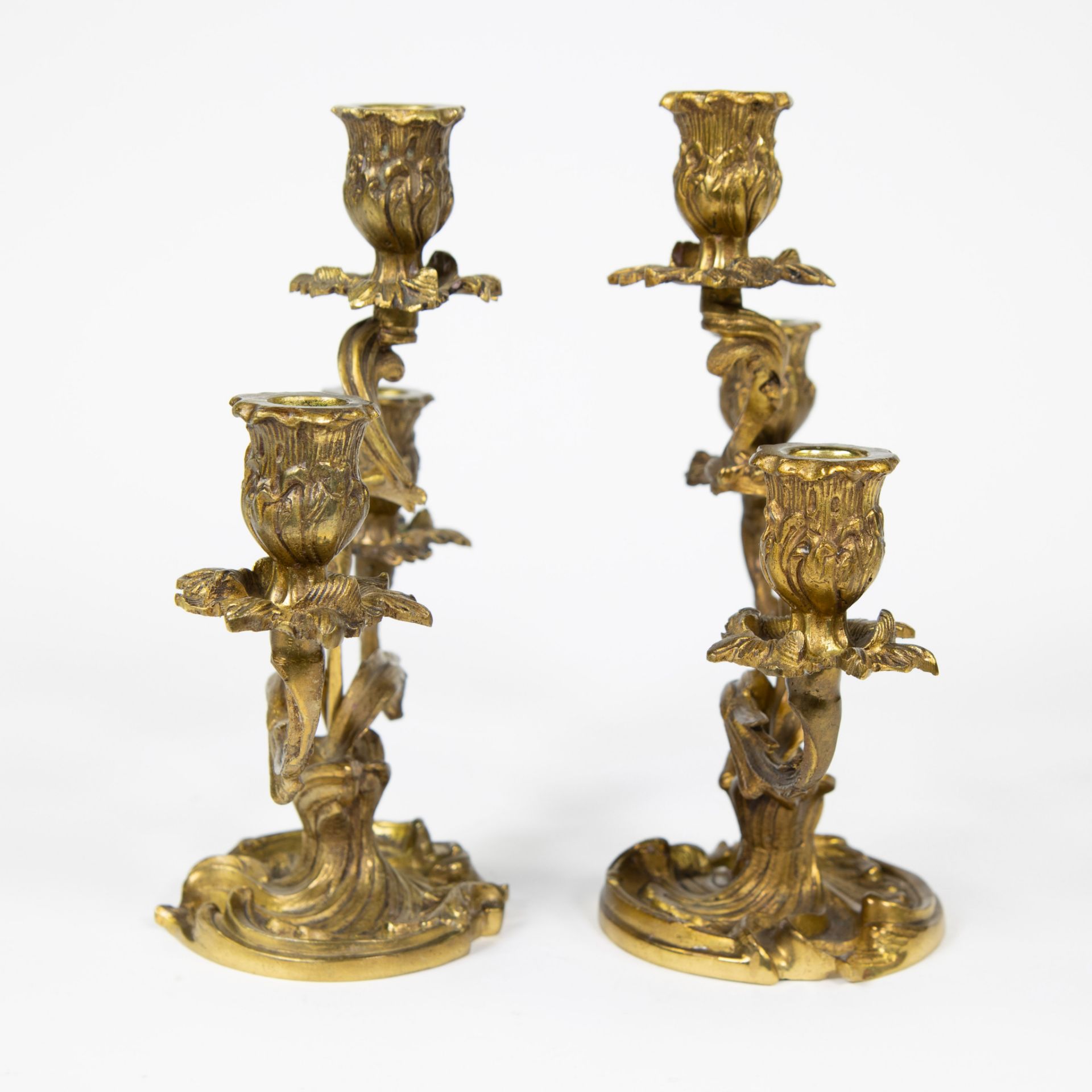 Pair of 19th century gilt candlesticks. - Image 4 of 5