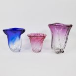 Collection of Vintage Val Saint Lambert crystal vases (3) design Guido Le Bon