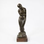 Art Deco patinated plaster of a nude signed C. Vanderhaegen