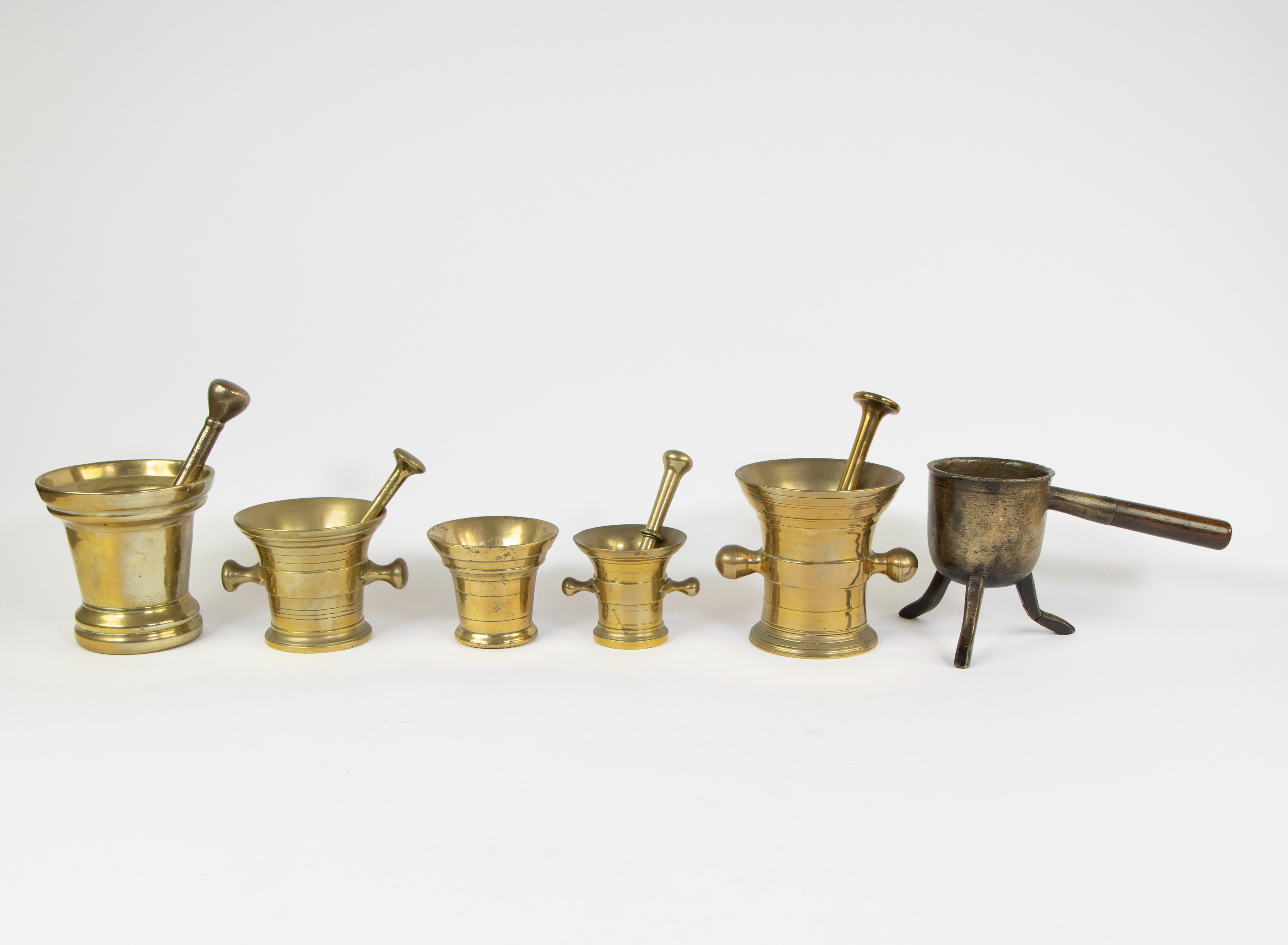 Collection of mortars, pestles and a melting pot