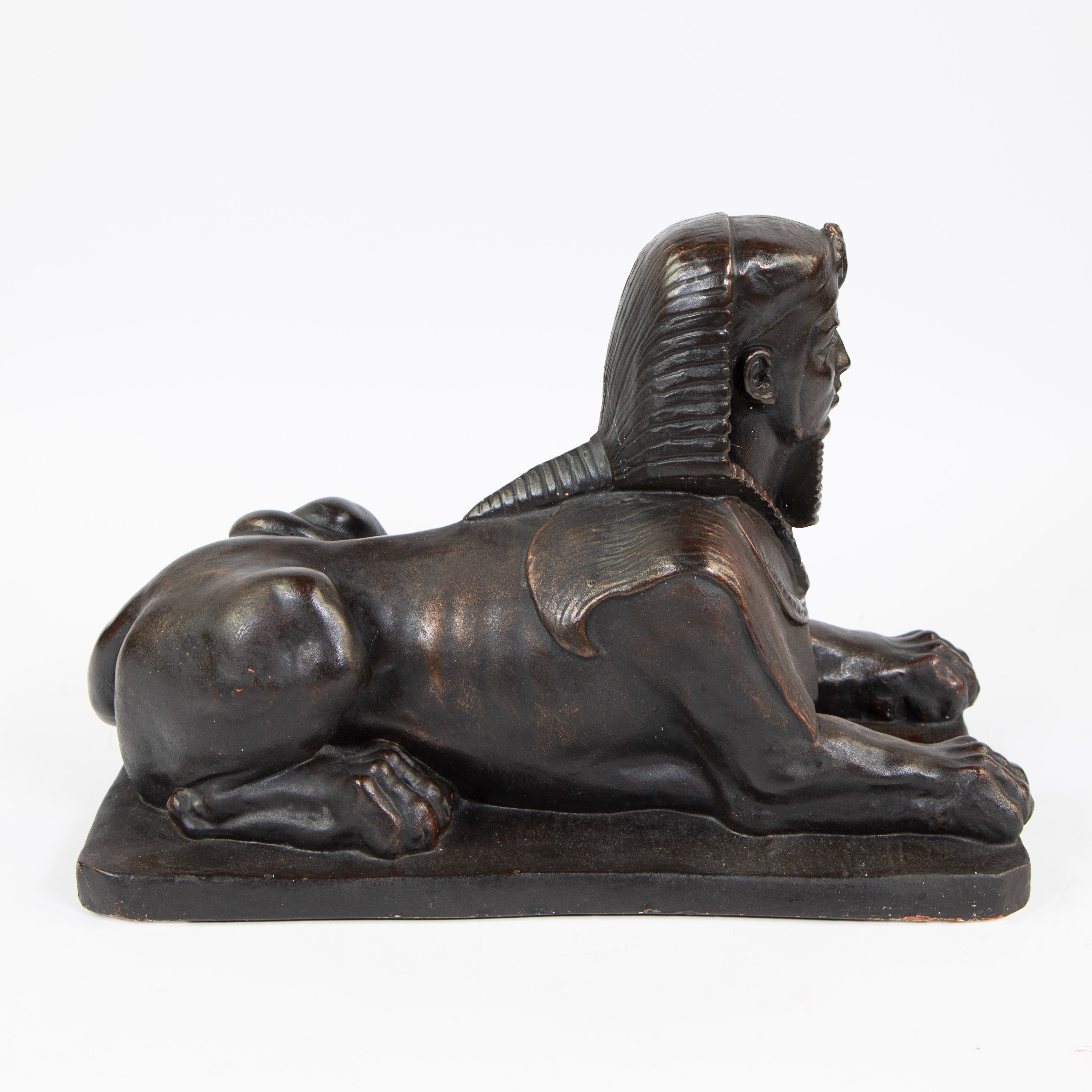 Large patinated Sphinx in plâtre de Paris, French, ca 1900 - Image 4 of 5