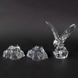 Val Saint Lambert crystal paperweight (2) and eagle (marked)