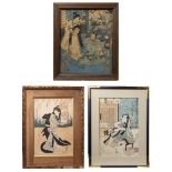 Collection of 3 Japanese color woodcuts 19th century