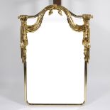 Willy Daro mid-century mirror with gilded bronze garlands