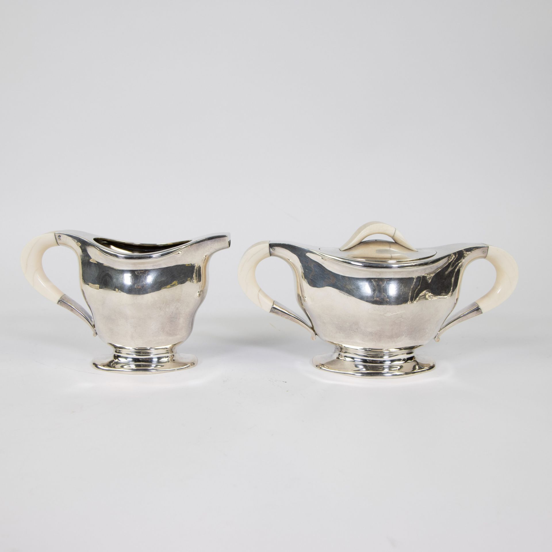 DELHEID silver coffee and tea set 4 pieces, design world exhibition 1939 in Paris model 34828 (manuf - Bild 8 aus 12