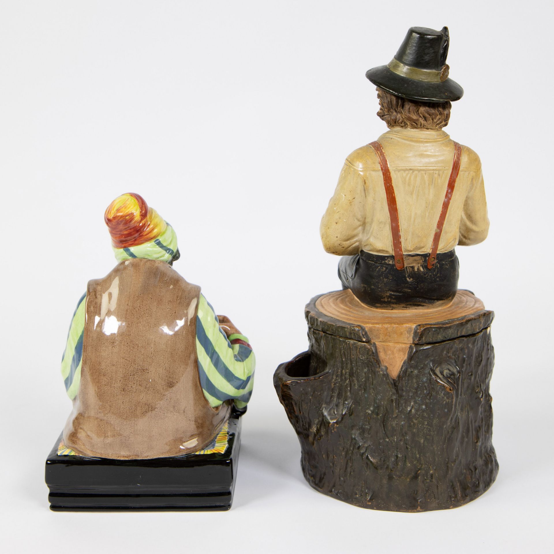 Rare signed by Charles Noke Royal Doulton The Cobbler HN1706 and Terracotta tobacco jar Germany ca. - Image 3 of 5