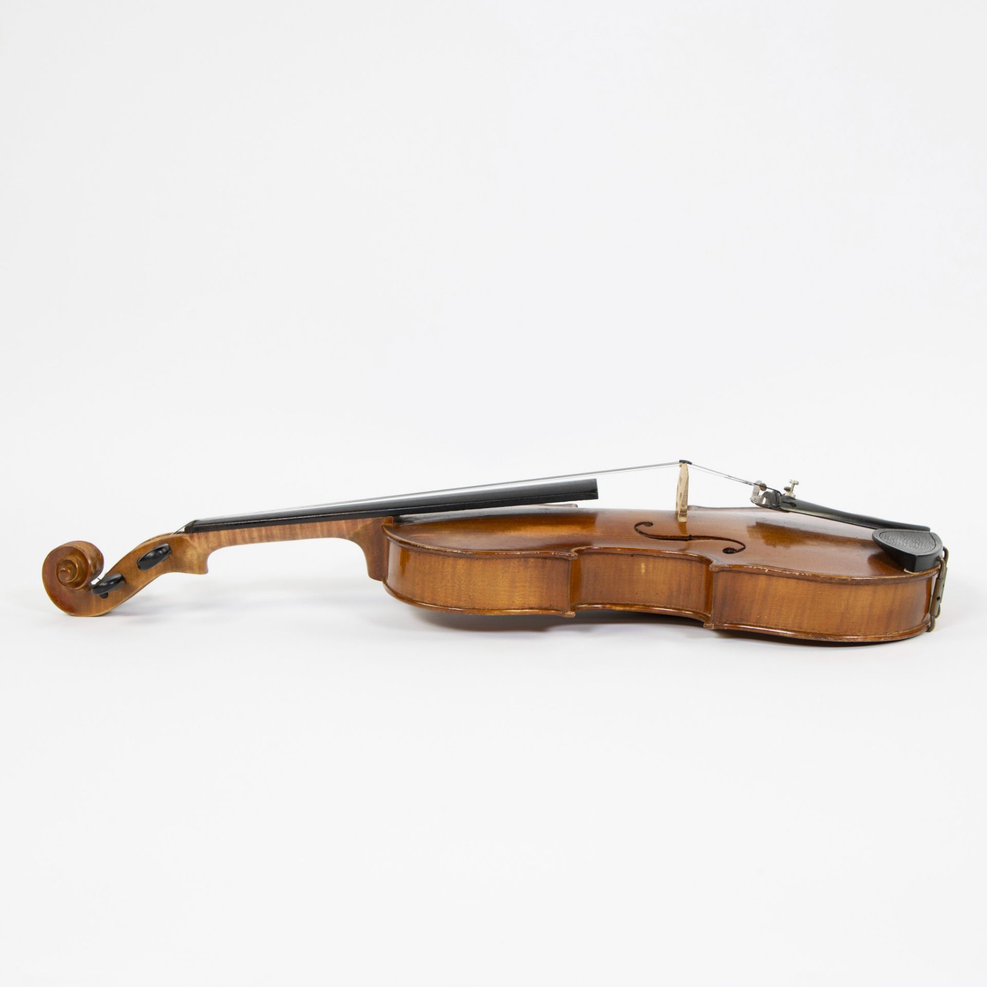 Violin Copy, label' Antonius Stradiuarius, Cremonensis, 1722, made in Germany', 3/4, 337mm, wooden c - Image 2 of 5