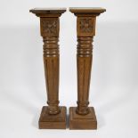 Pair of oak piedestals