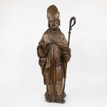 Wooden statue of a bishop with staff 19th century