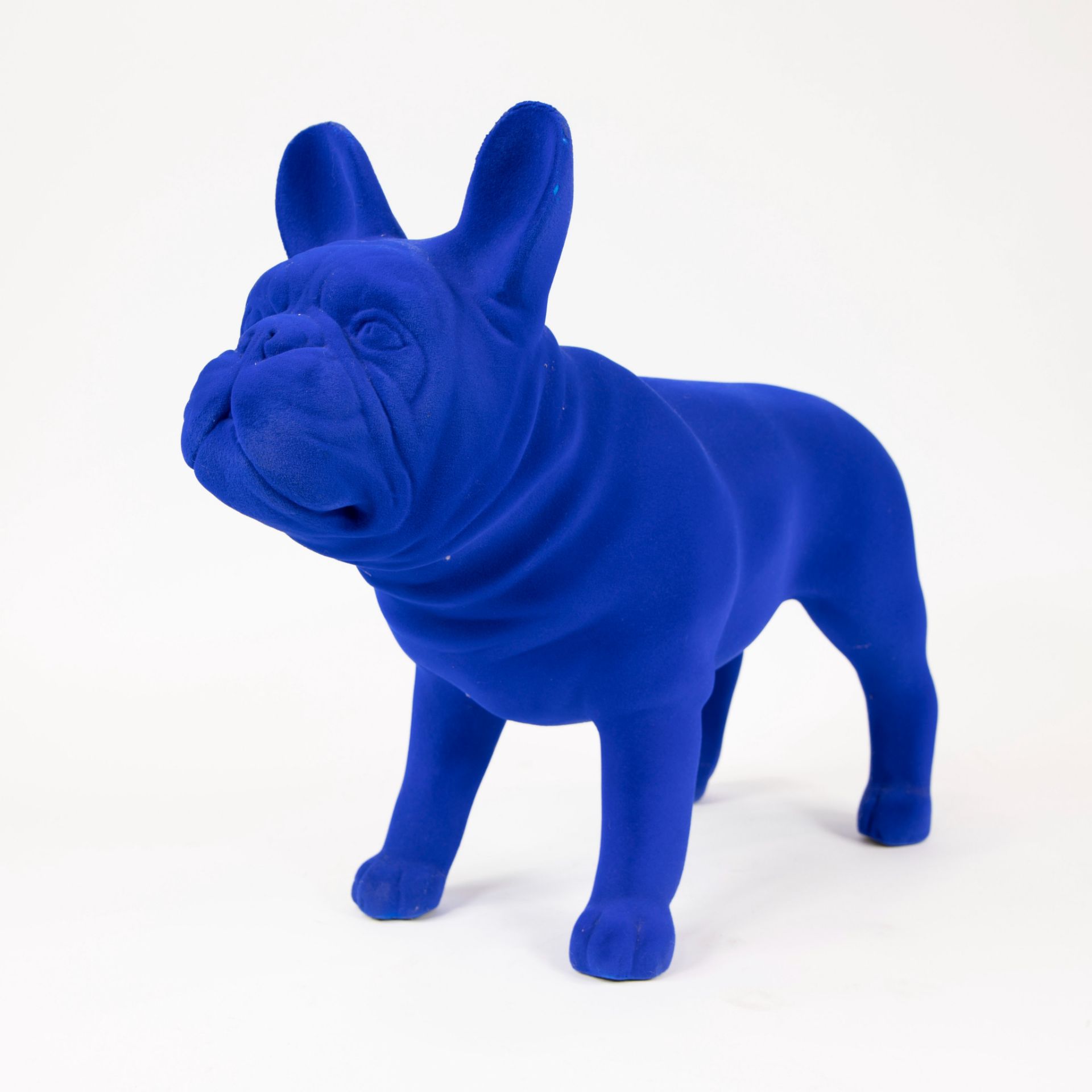 Vintage blue bull dog resin covered with felt.