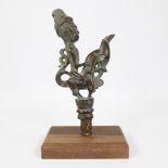 Bronze ornament top of a Batak rod, 20th century, Sumatra, Indonesia