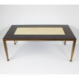 Vintage coffee table with shagreen leather and tropical wood