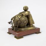 Bronze Inkwell on marble base Chinoiserie, French Napoleon III