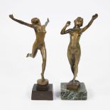 Collection of 2 gilded bronze sculptures Nudes