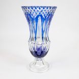 Val Saint Lambert vase Pompadour blue cut crystal