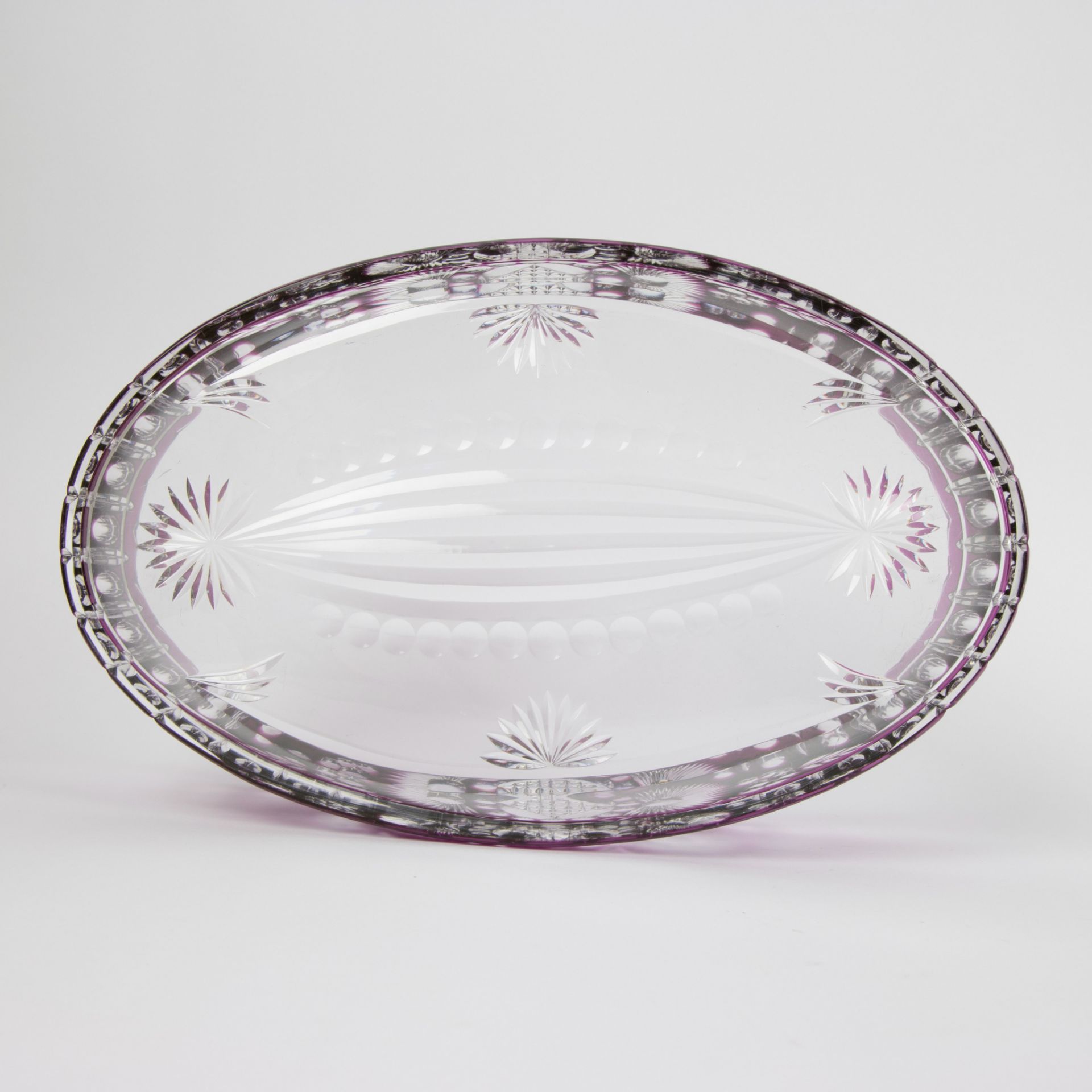 Val Saint Lambert crystal cut mauve jardiniere - design Joseph Simon - Image 7 of 8