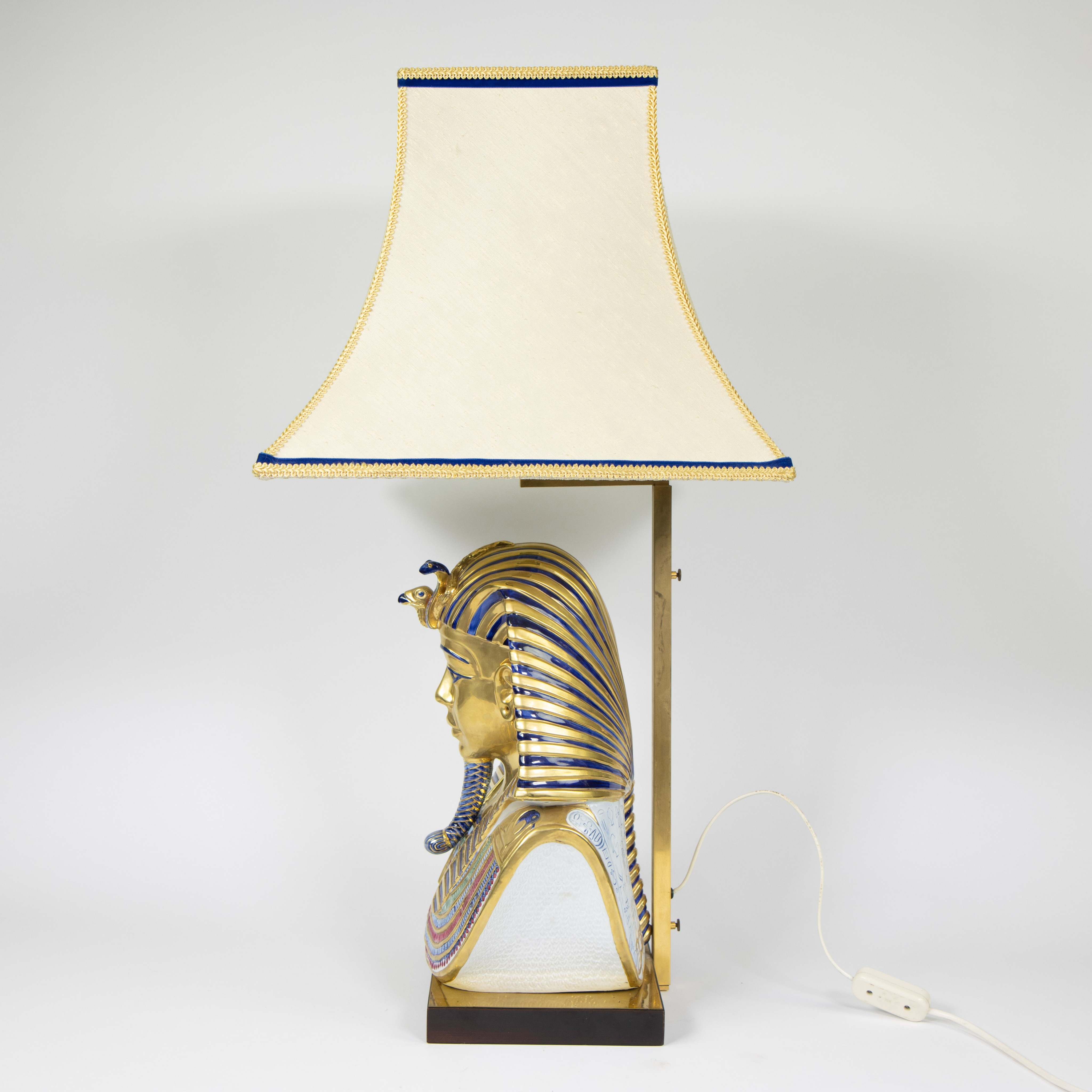 Partial gilt porcelain lampadaire, bust King Tut, late 20th century, marked: EDOARDO TASCA - Image 2 of 5