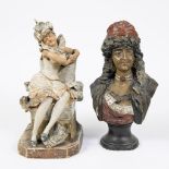 Figurines in pipe clay Courtesan and Fortune Teller, German 19th century