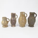 Collection of archaeological stoneware, jug Langerwald 15th, Siegburg 13th and 14th and Raeren 16th