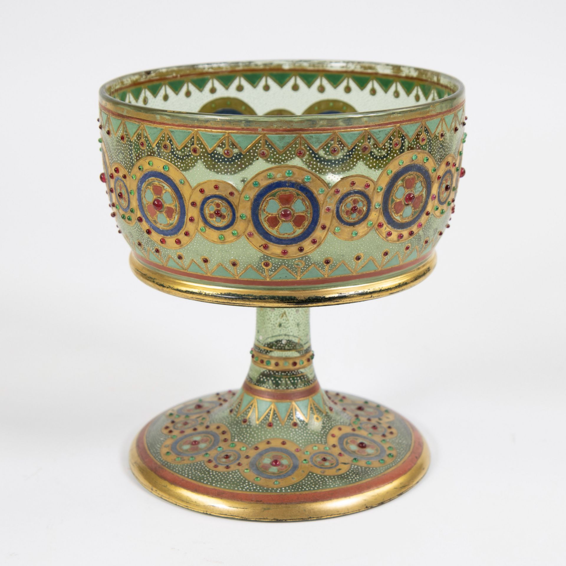 19th century Venetian glass coupe hand-painted and enamelled - Image 3 of 6