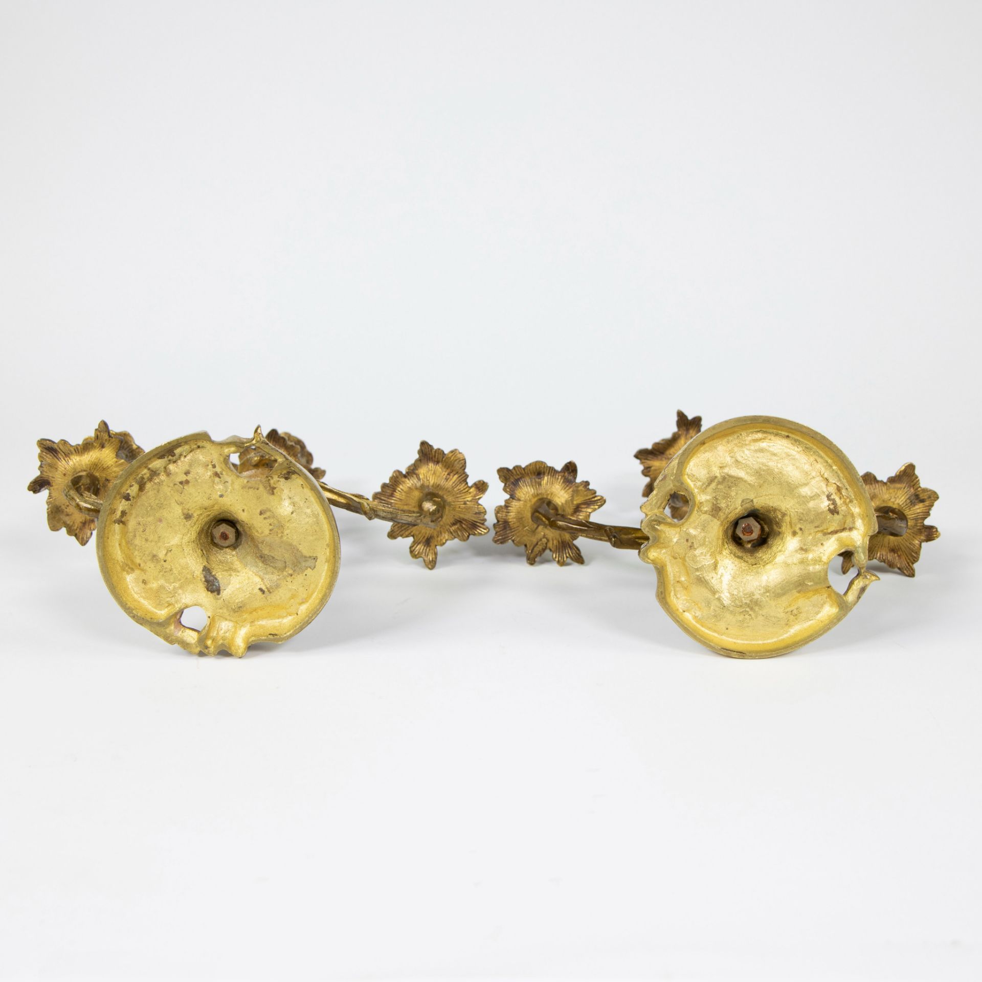 Pair of 19th century gilt candlesticks. - Image 5 of 5