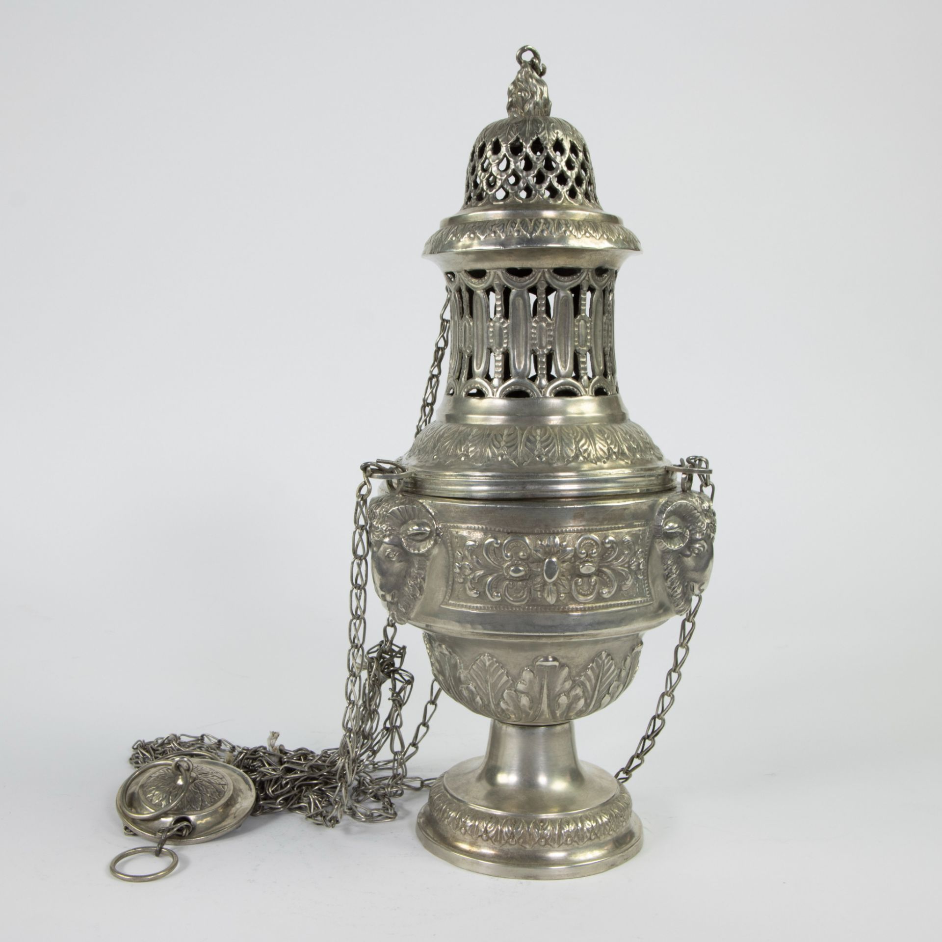 Silver incense burner late 18th, style Louis XVI, marked