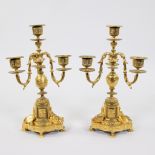 Lot of 2 fire gilt candlesticks, French, 19th century