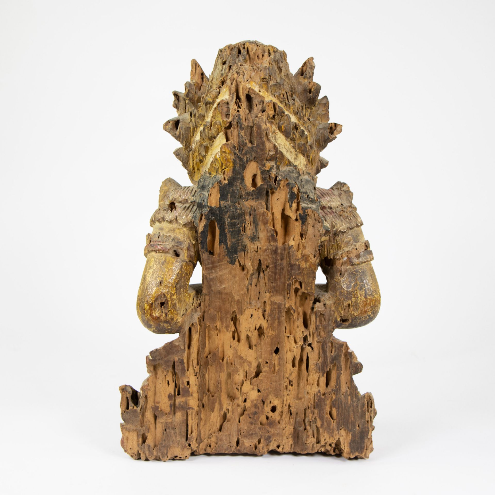 Wooden Shiva statue with original polychromy, India, 19th century. - Image 3 of 4