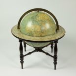 Vintage Merzbach and Falk physical and Political globe on stand, Geographical Institute of Brussels