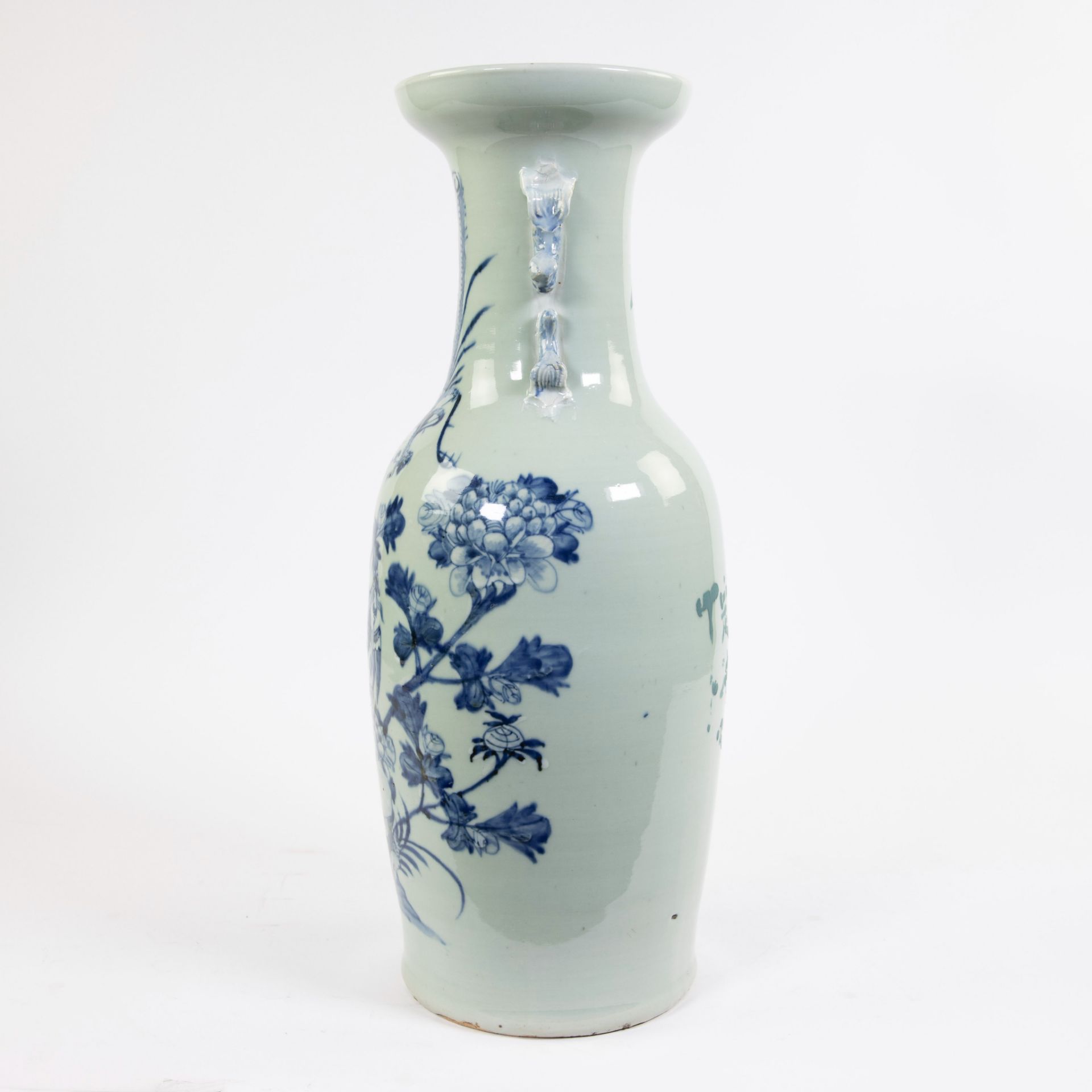 Chinese Celadon vase decorated with phenixes and flowers, 19th C - Bild 2 aus 6