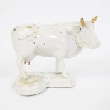 White Delft cow 18th century with traces of polychromy