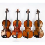 Lot of violins, Violin not strung, comb included/half cut, bad case, Chinese study violin, label Str