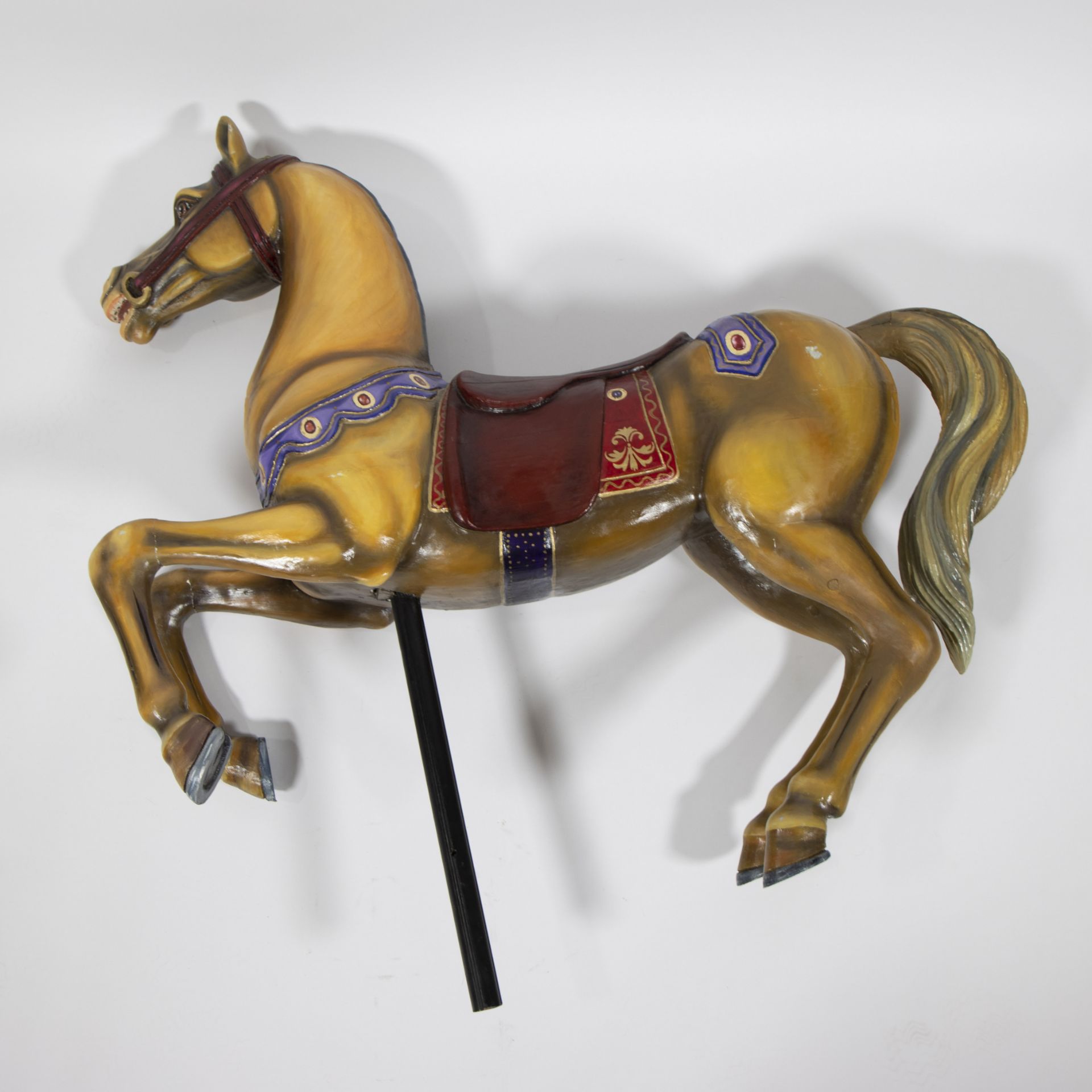 Polychrome fairground horse from a fairground mill 1950s