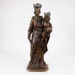19th century finely carved wooden Madonna and Child