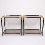 2 side tables with fumed glass 1980s