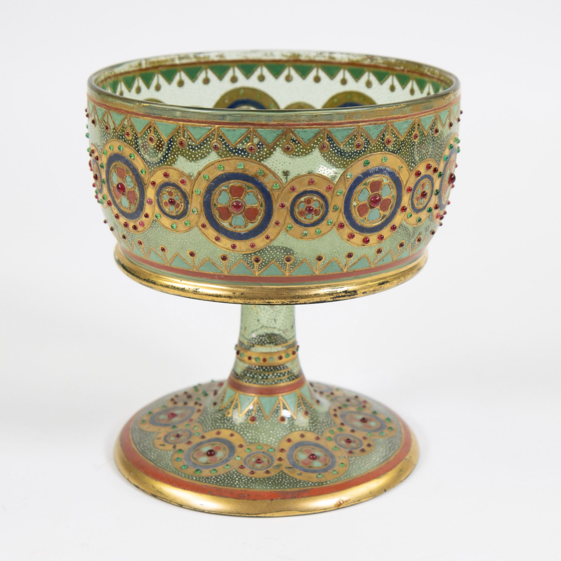 19th century Venetian glass coupe hand-painted and enamelled - Image 4 of 6