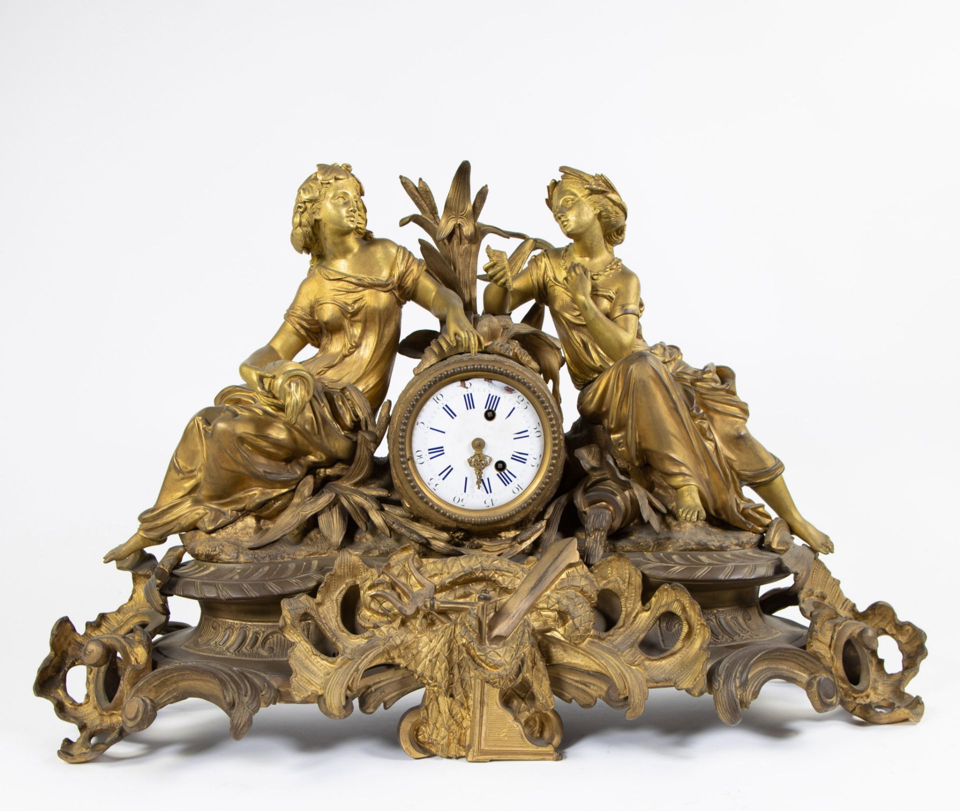 An impressive three-part-piece gilded Louis XV clock from famous French clockmaker Guiche Palais Roy - Image 2 of 11