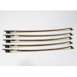 Collection of 5 cello bows