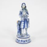 Statue in blue/white faience by Jeanne D'Arc, Northern French, 19th century