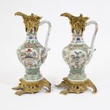 Pair of Chinese vases mounted as a jug with bronze fittings