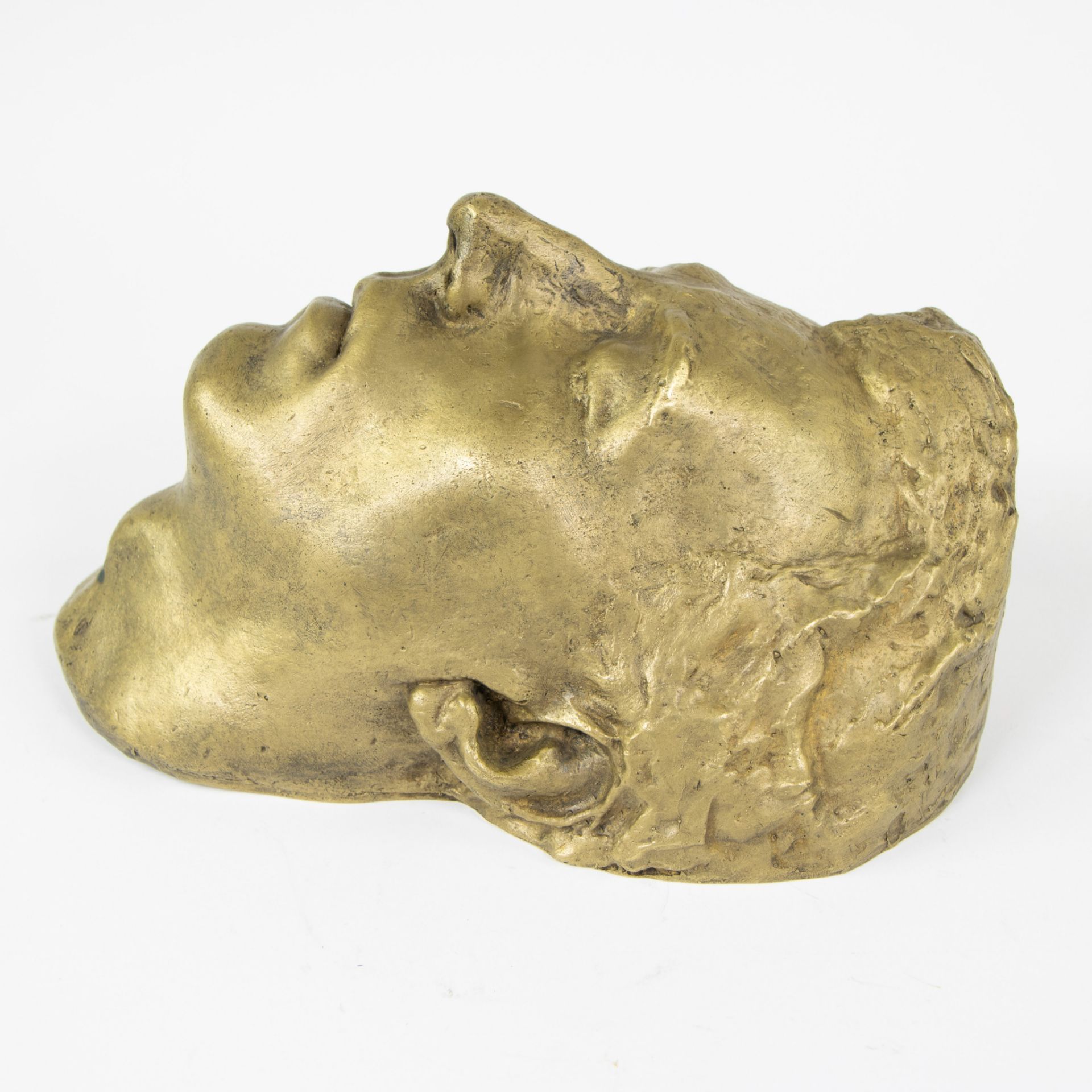 19th century gilt bronze death mask - Image 2 of 4