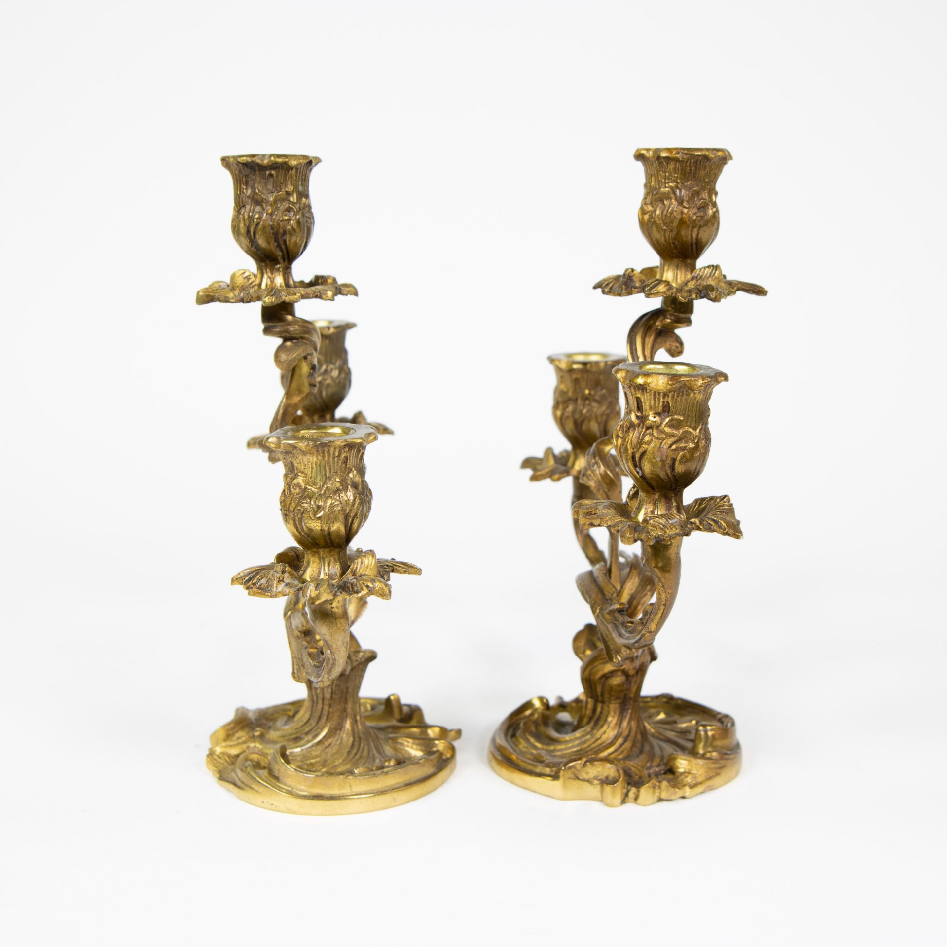 Pair of 19th century gilt candlesticks. - Image 2 of 5