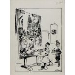 Marc Sleen, early drawing of Hitler as an amateur painter, 1944, signed