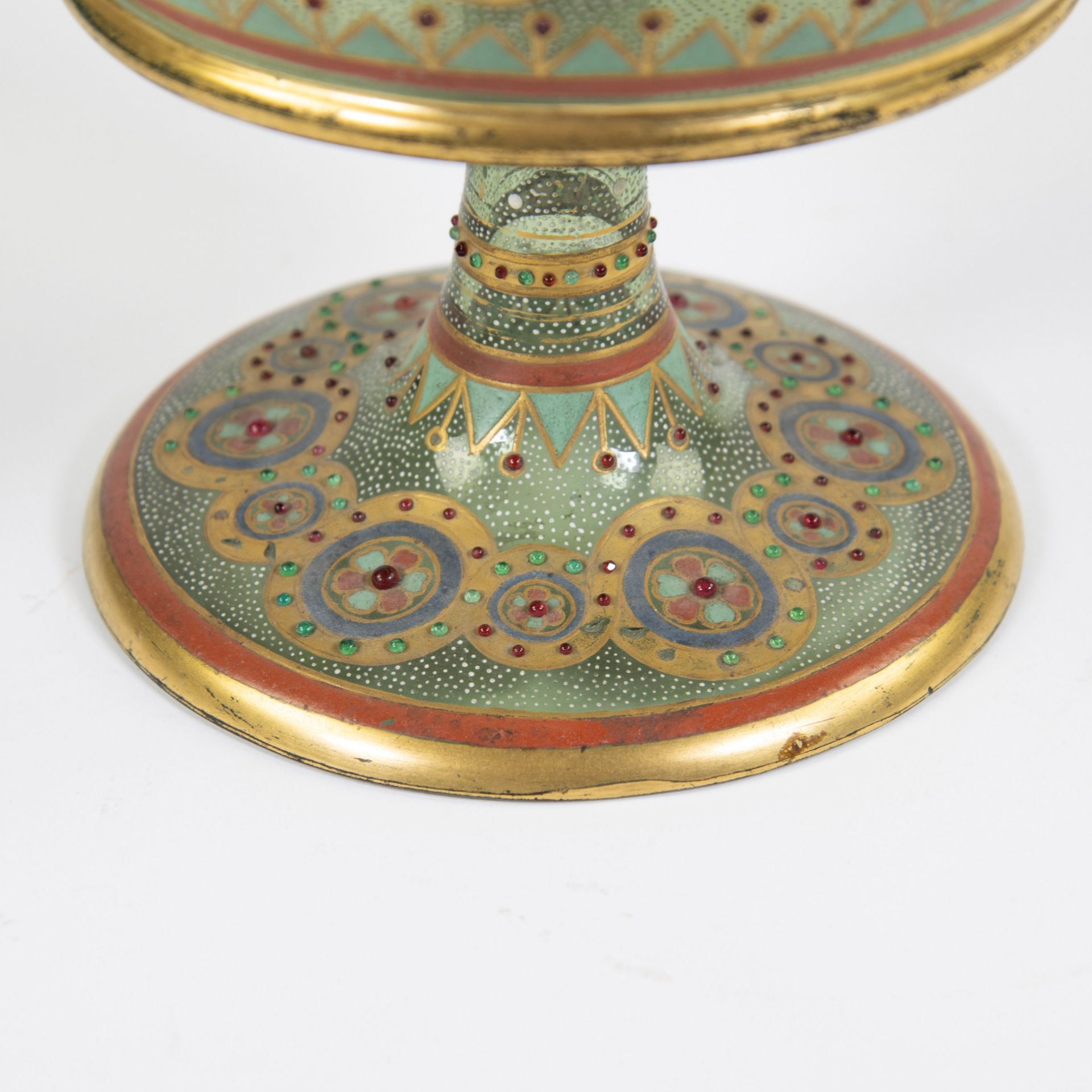 19th century Venetian glass coupe hand-painted and enamelled - Image 5 of 6