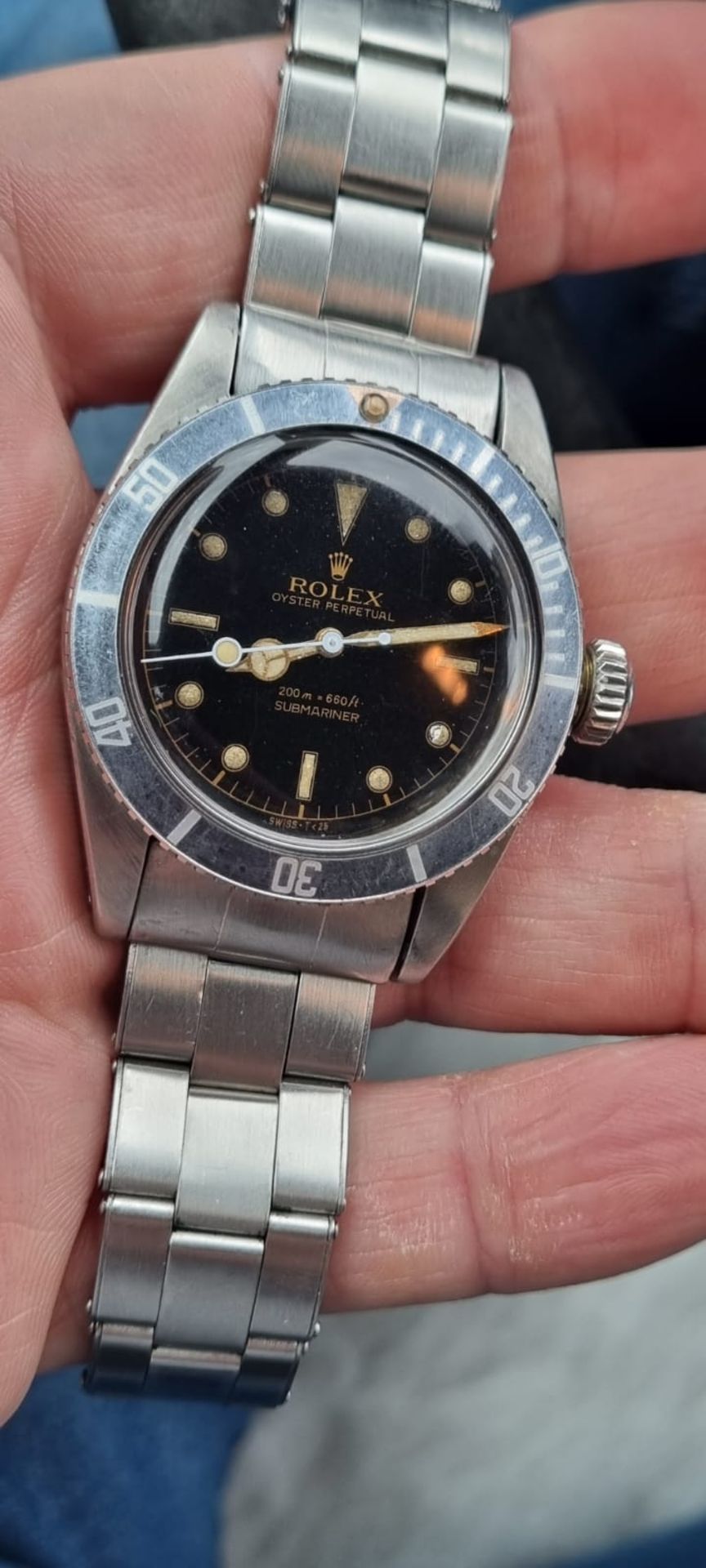 Rolex SUBMARINER, production year 1959 reference 6538, big brown red triangle James Bond - Image 25 of 26