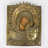 Icon Mother of God Hodegitrea with gilded metal rizza