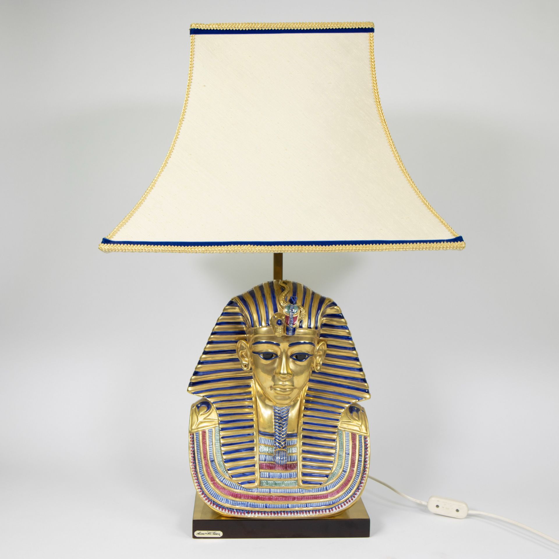 Partial gilt porcelain lampadaire, bust King Tut, late 20th century, marked: EDOARDO TASCA