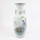 Large baluster vase depicting immortals on a boat made from a livine tree. He Xiangu at the helm, Sh